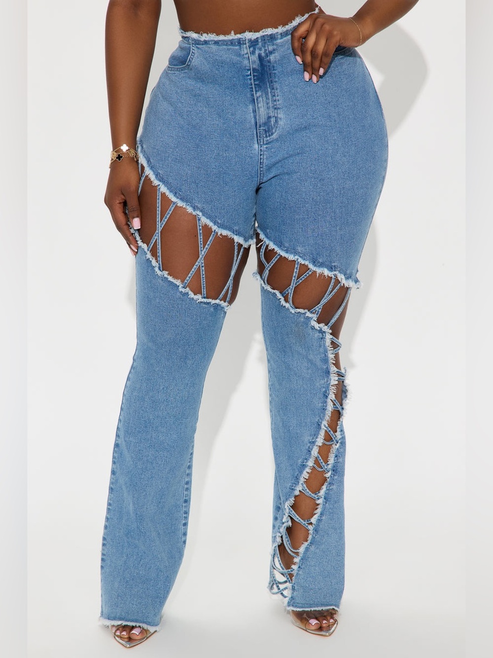 Stretch Lace Up Bootcut Jeans